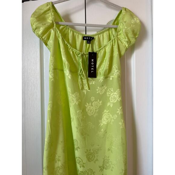 MOTEL ROCKS Gaval Dress Satin Rose Lime Size Small NWT - Picture 4 of 6